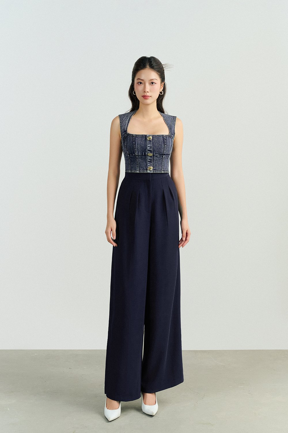 Zaya Palazzo Pant in Navy Blue