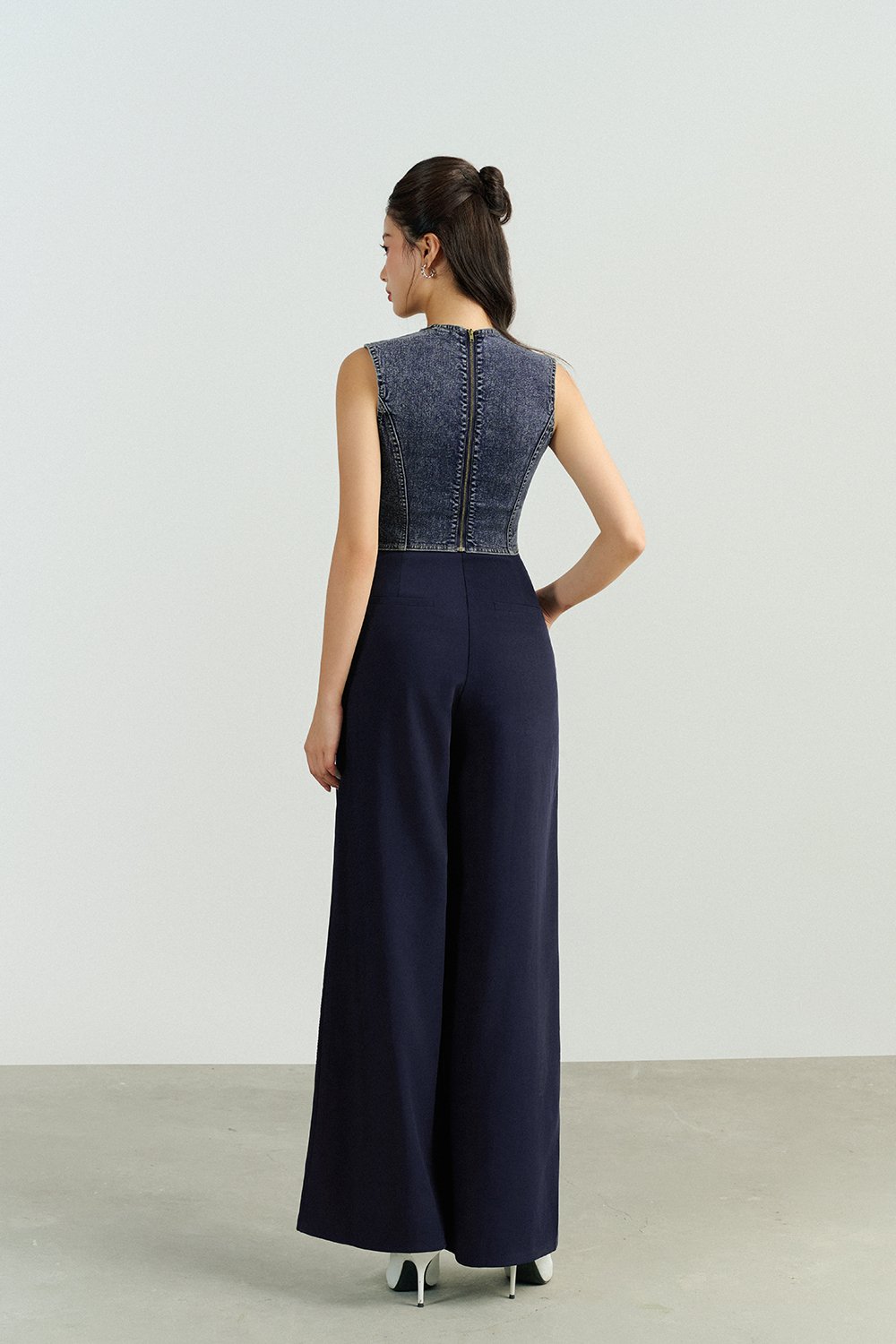 Zaya Palazzo Pant in Navy Blue