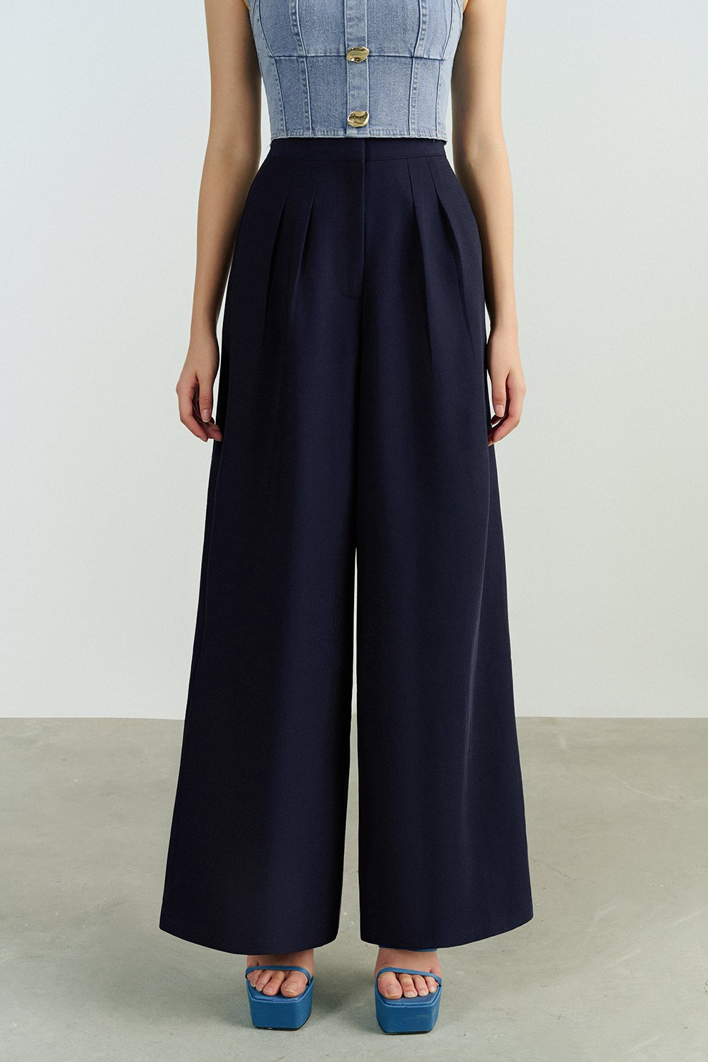 Zaya Palazzo Pant in Navy Blue
