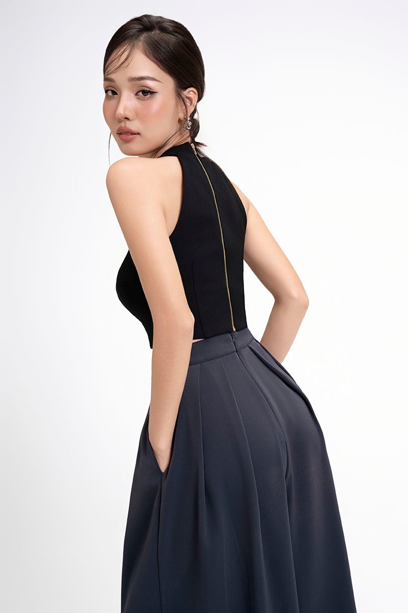 Baelin Padded Halter Top in Classic Black