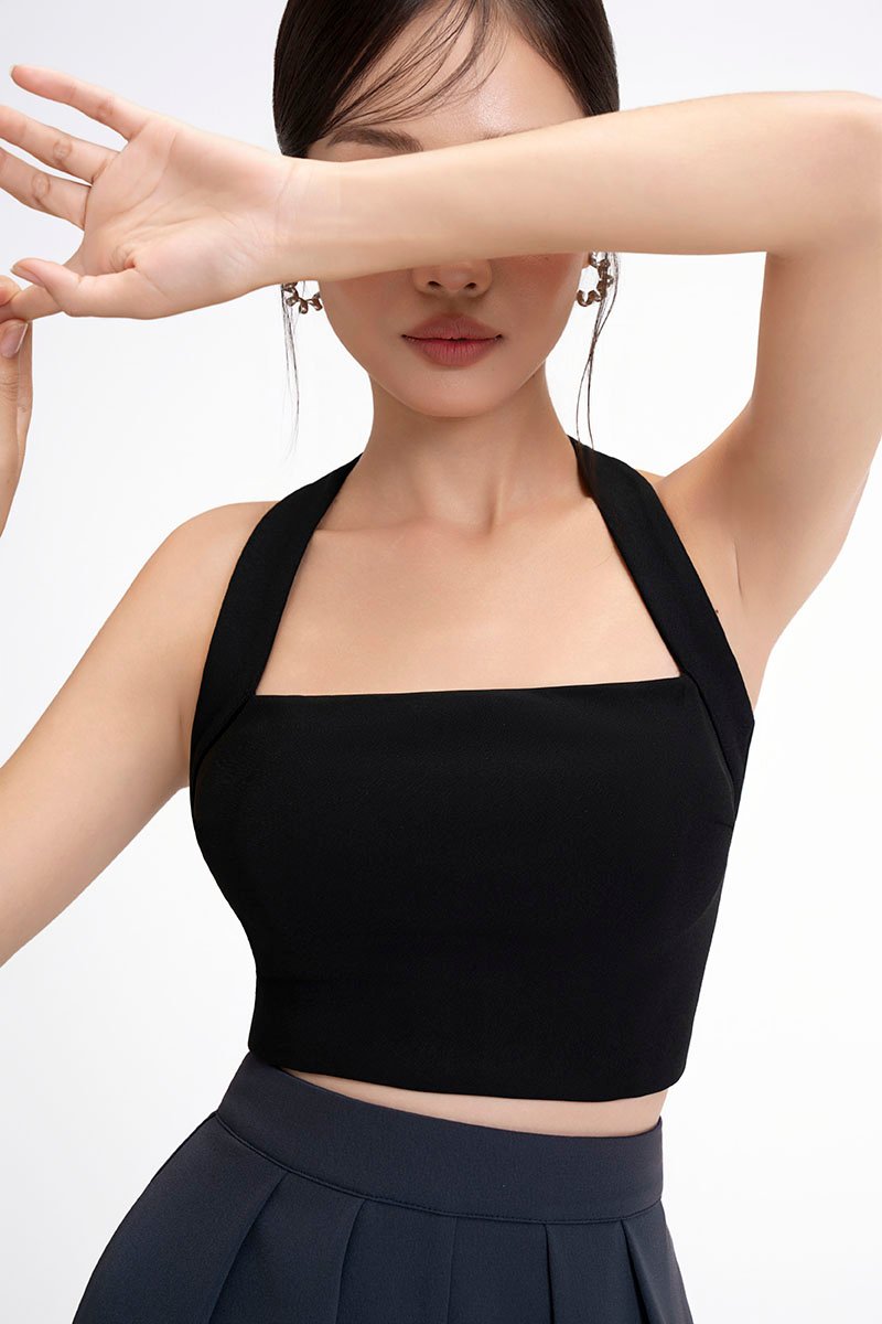 Baelin Padded Halter Top in Classic Black