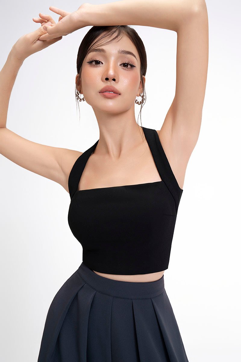 Baelin Padded Halter Top in Classic Black