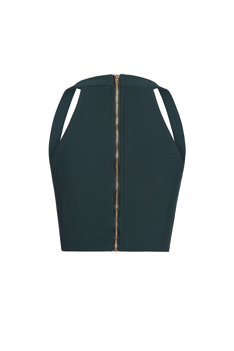 Baelin Padded Halter Top in Emerald Green