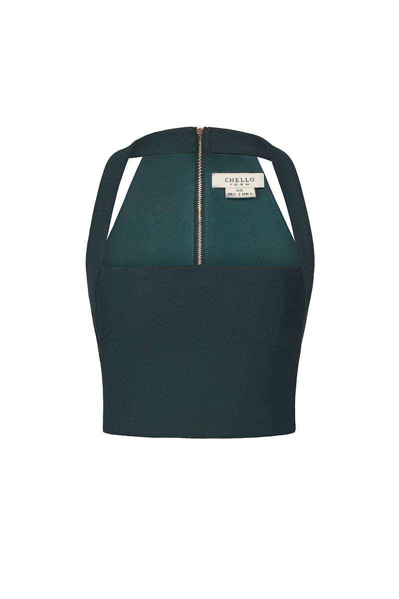Baelin Padded Halter Top in Emerald Green
