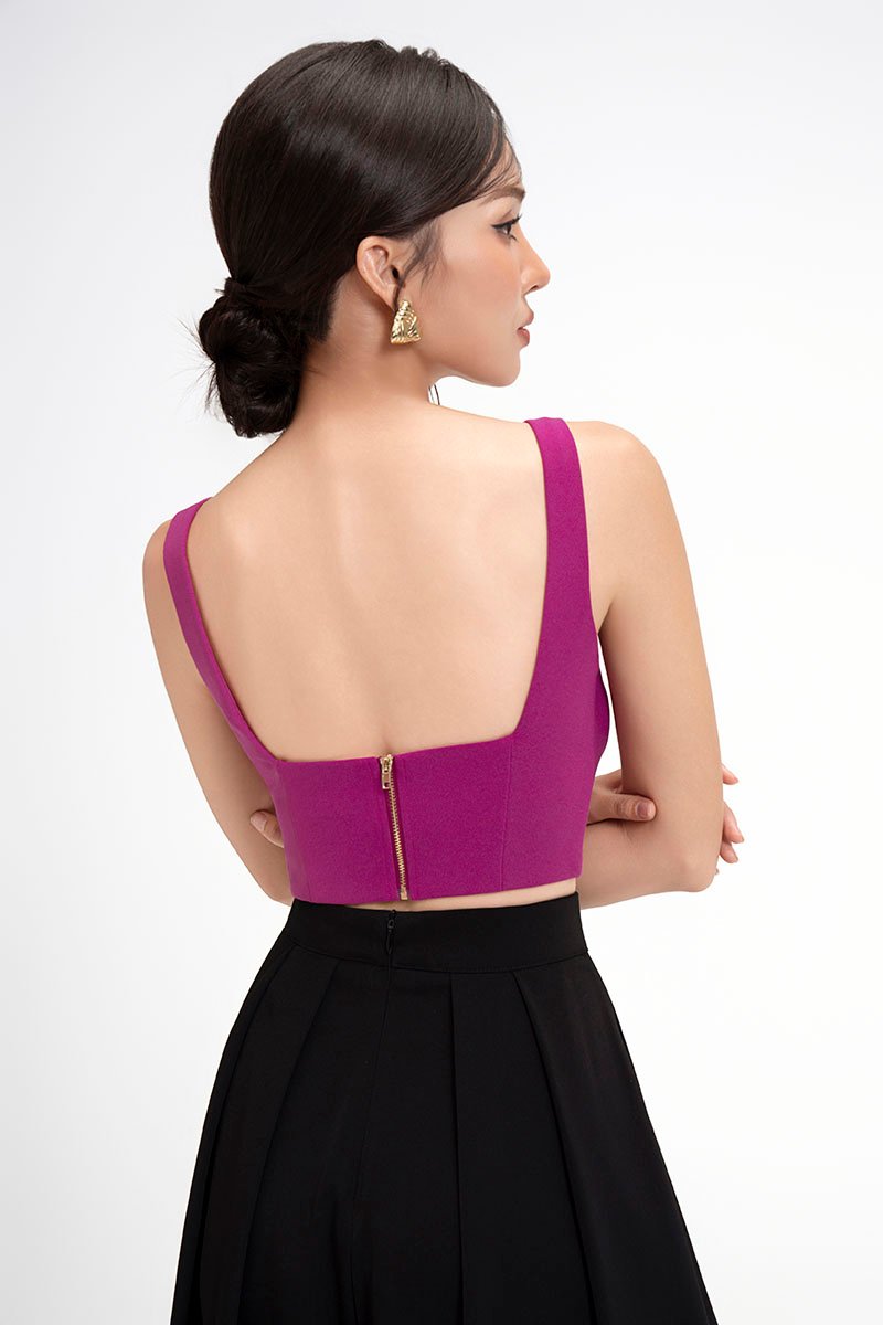 Kelsie Padded Sweetheart Top in Magenta