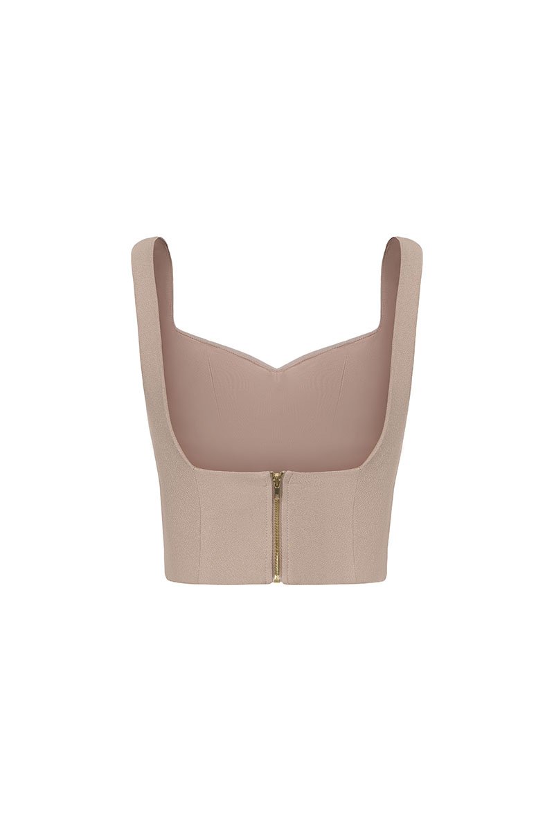 Kelsie Padded Sweetheart Top in Stone