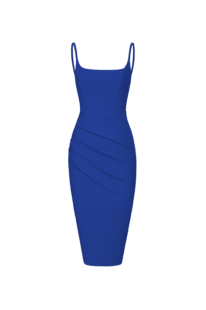 Nora Padded Corset Dress in Cobalt Blue