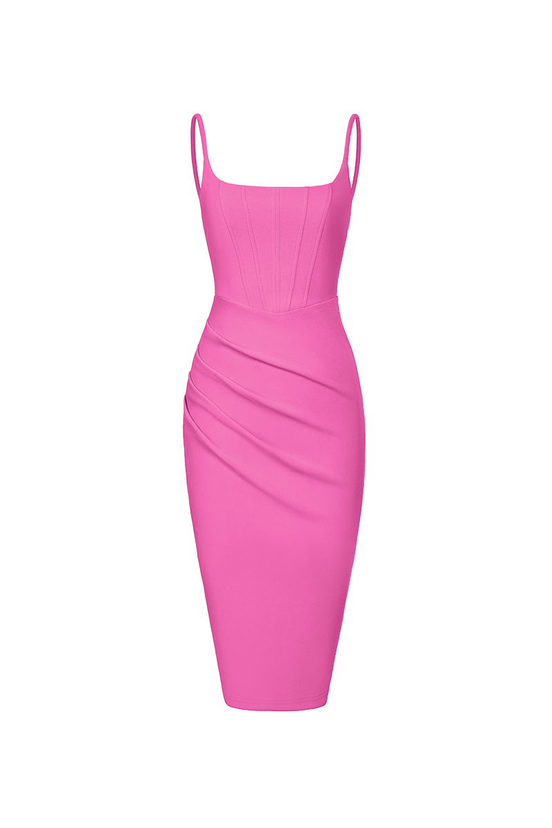 Nora Padded Corset Dress in Hot Pink