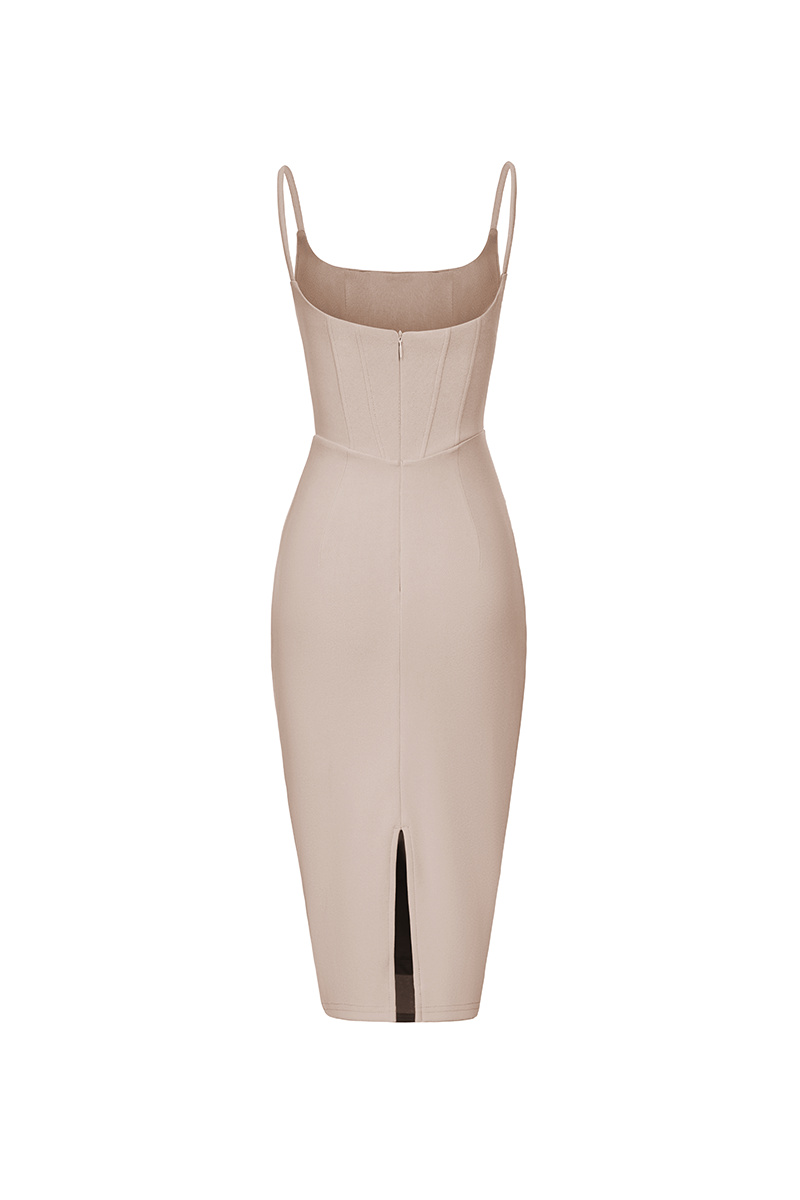 Nora Padded Corset Dress in Stone