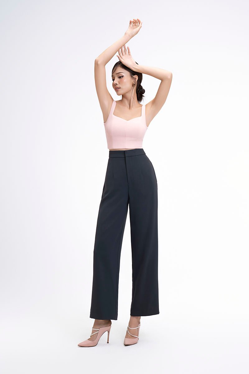 Presley Straight Pants in Charcoal