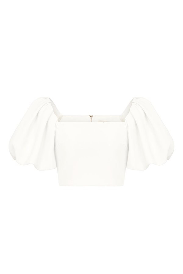 Calista Padded Puffy Sleeves Top in Iconic White
