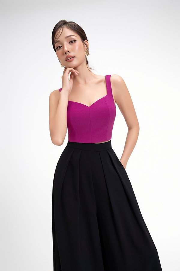 Kelsie Padded Sweetheart Top in Magenta
