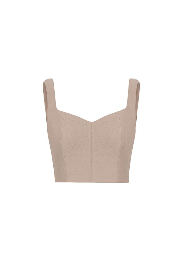 Kelsie Padded Sweetheart Top in Stone