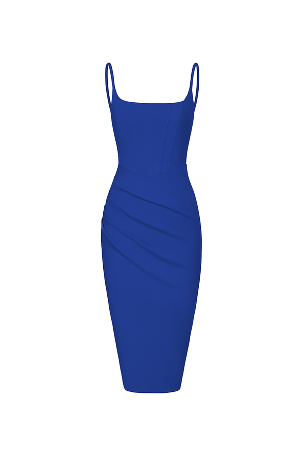 Nora Padded Corset Dress in Cobalt Blue