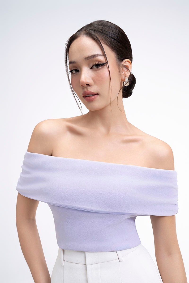 Demi Off Shoulder Padded Top in Wisteria