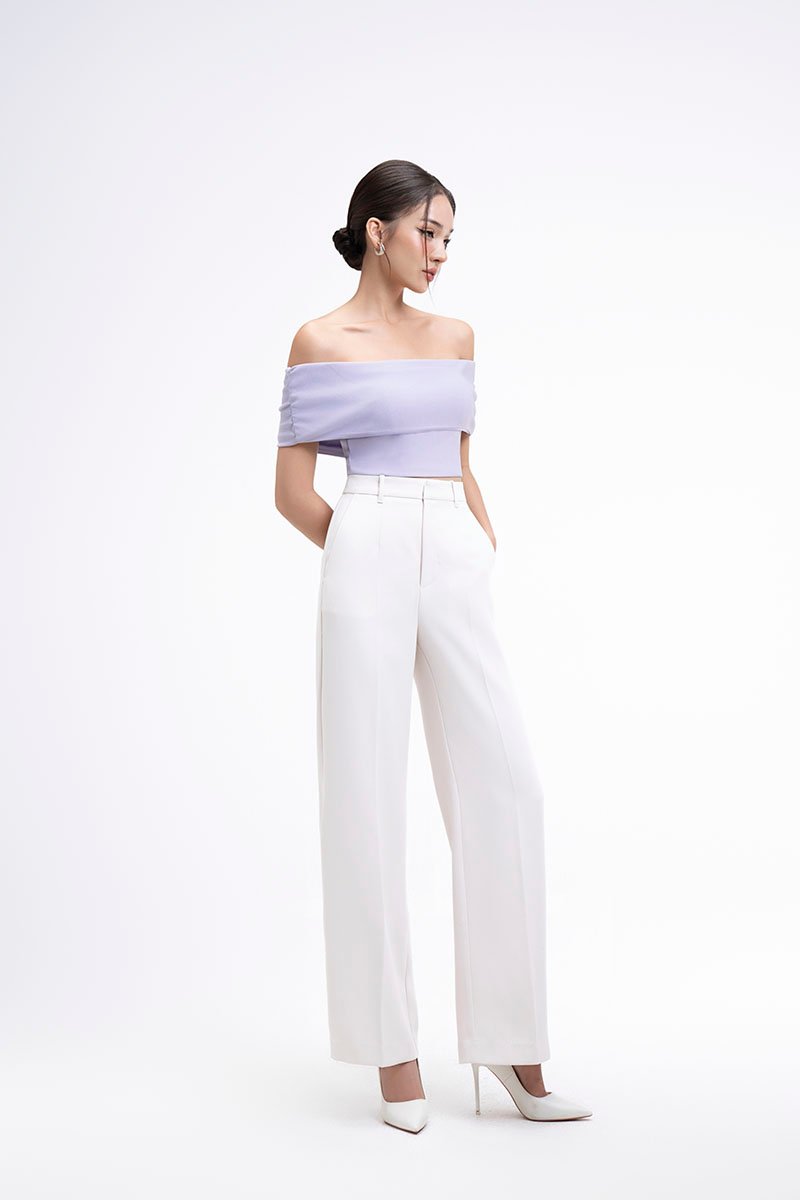 Demi Off Shoulder Padded Top in Wisteria