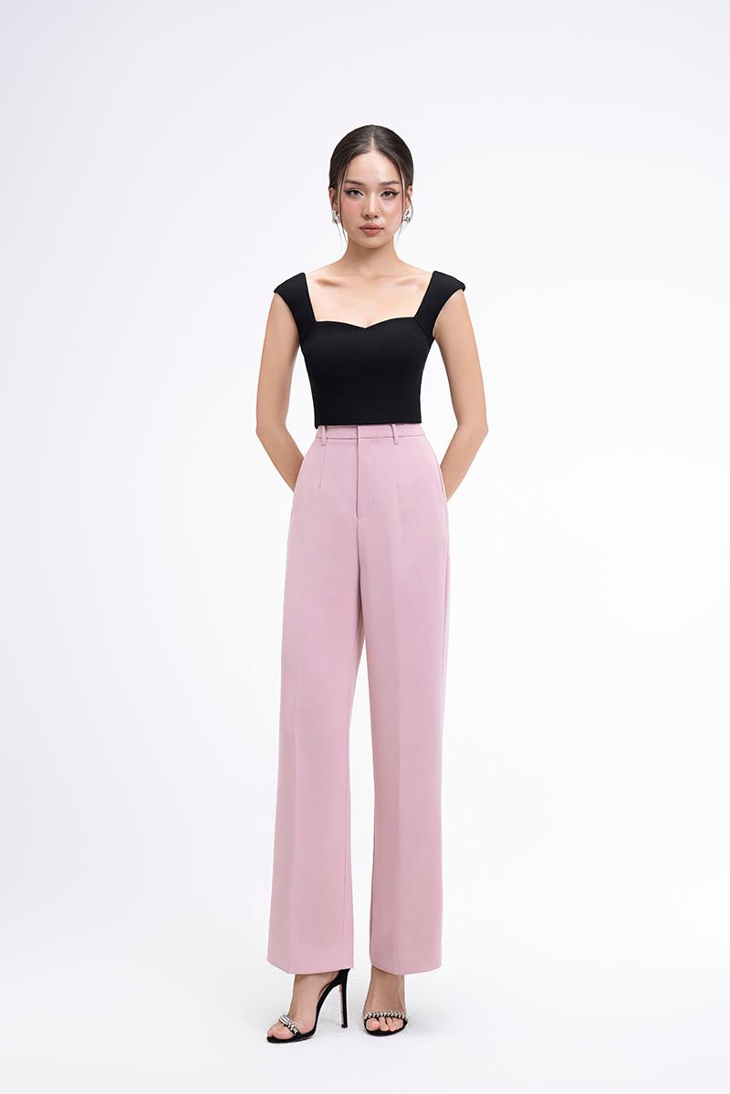 Eliana Padded Sweetheart Cap Sleeves Top in Classic Black