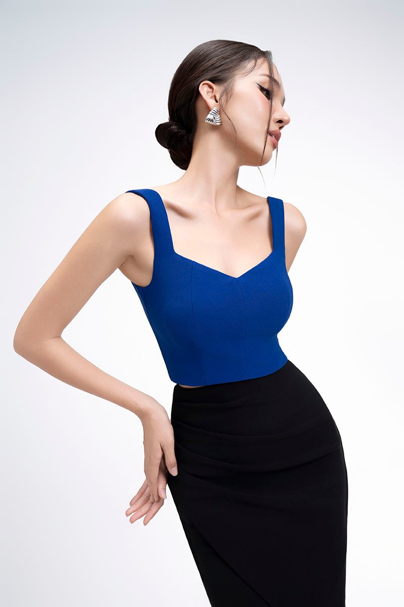 Kelsie Padded Sweetheart Top in Cobalt Blue