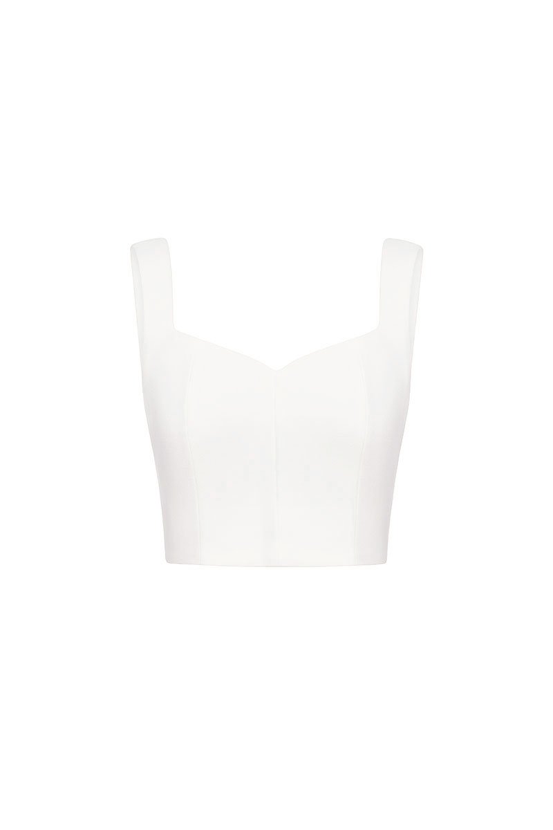 Kelsie Padded Sweetheart Top in Iconic White