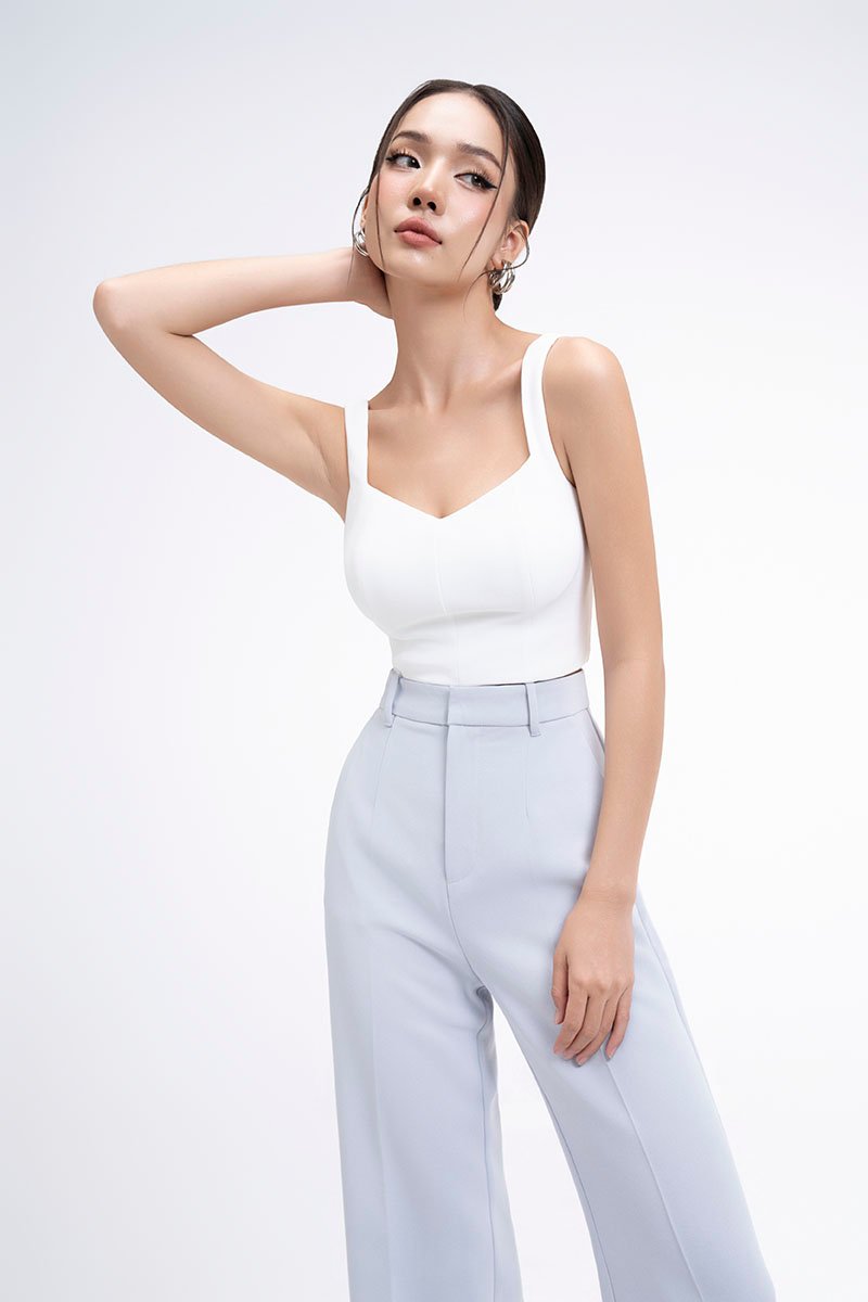 Kelsie Padded Sweetheart Top in Iconic White