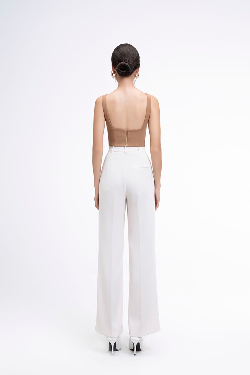 Kelsie Padded Sweetheart Top in Latte