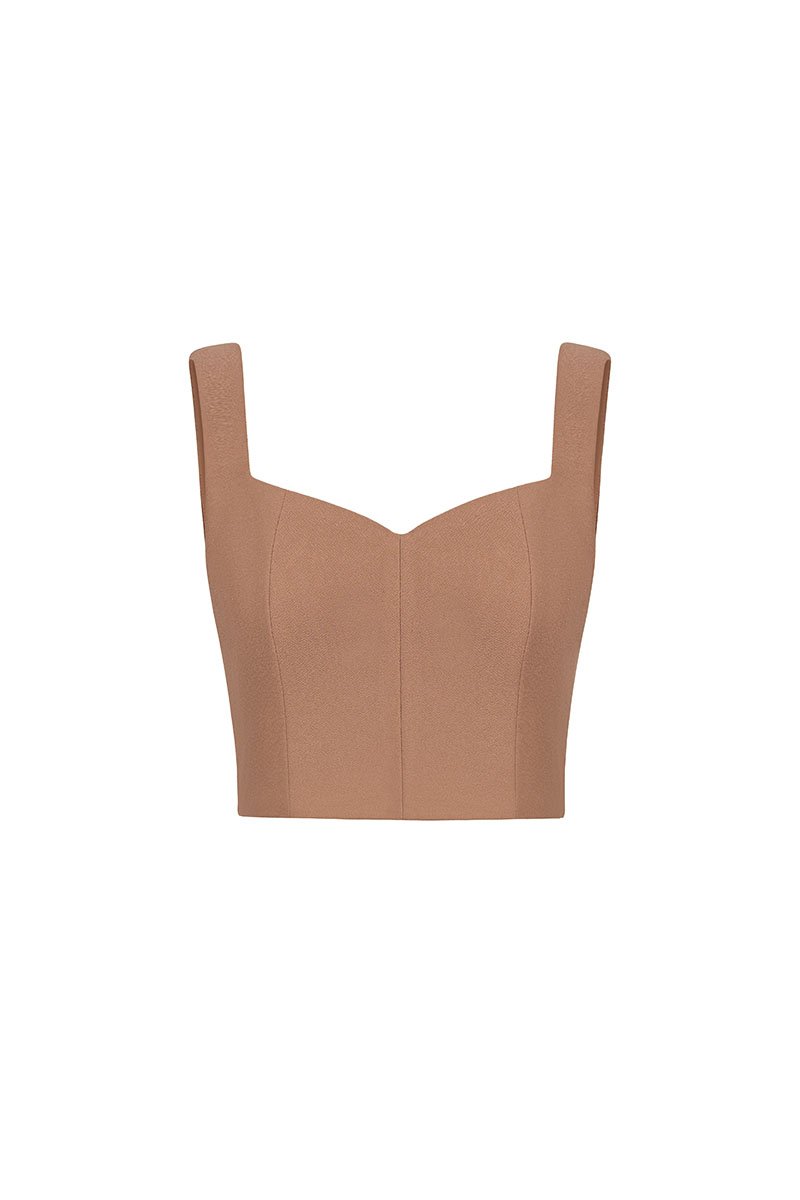 Kelsie Padded Sweetheart Top in Latte