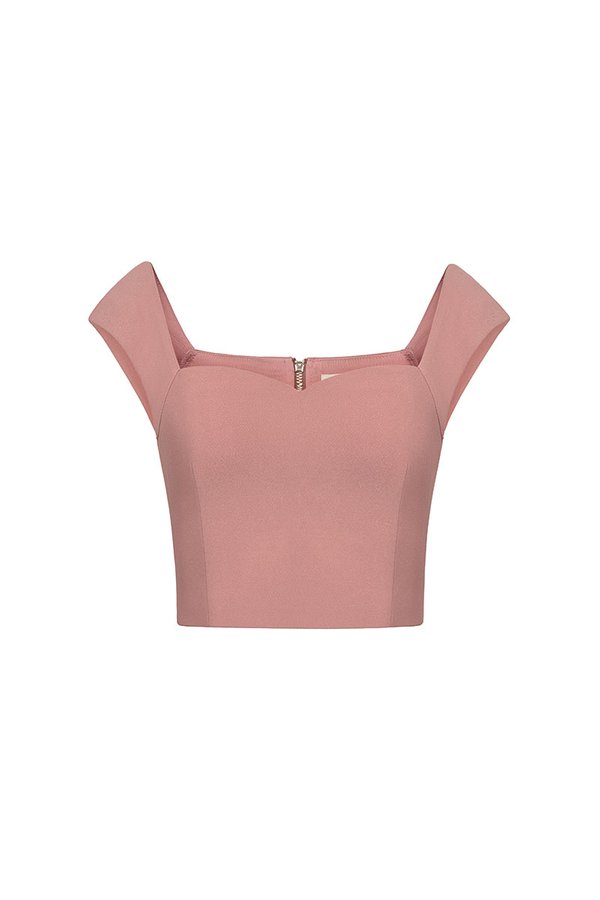 Eliana Padded Sweetheart Cap Sleeves Top in Dusty Rose