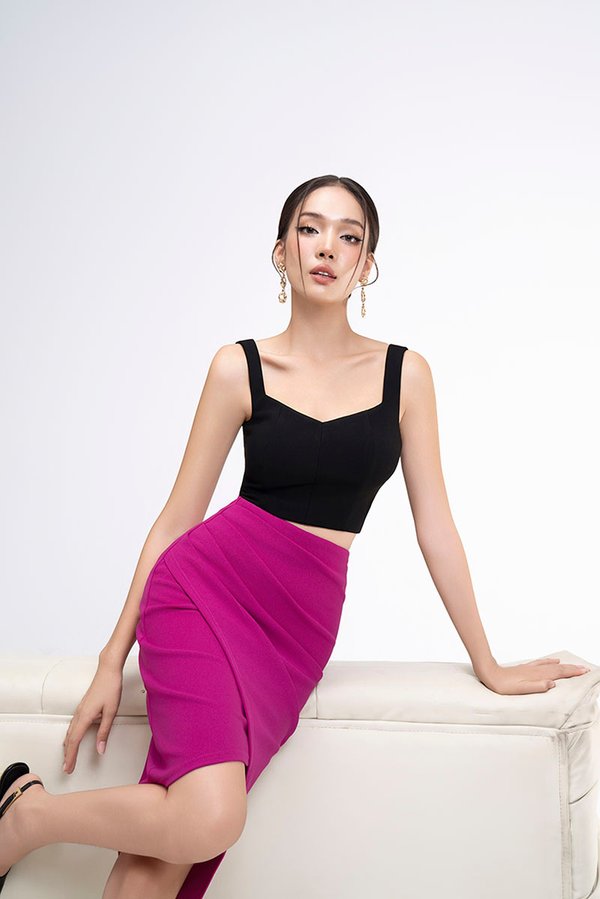 Kelsie Padded Sweetheart Top in Classic Black