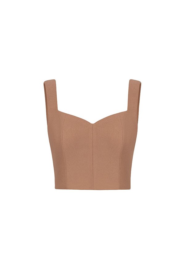 Kelsie Padded Sweetheart Top in Latte