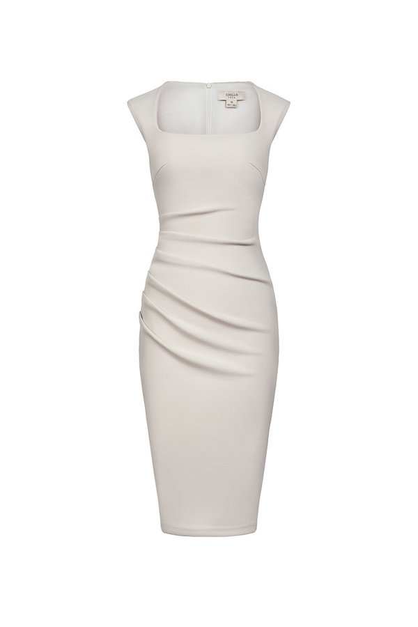 Soleil Queen Anne Padded Dress in Ivory
