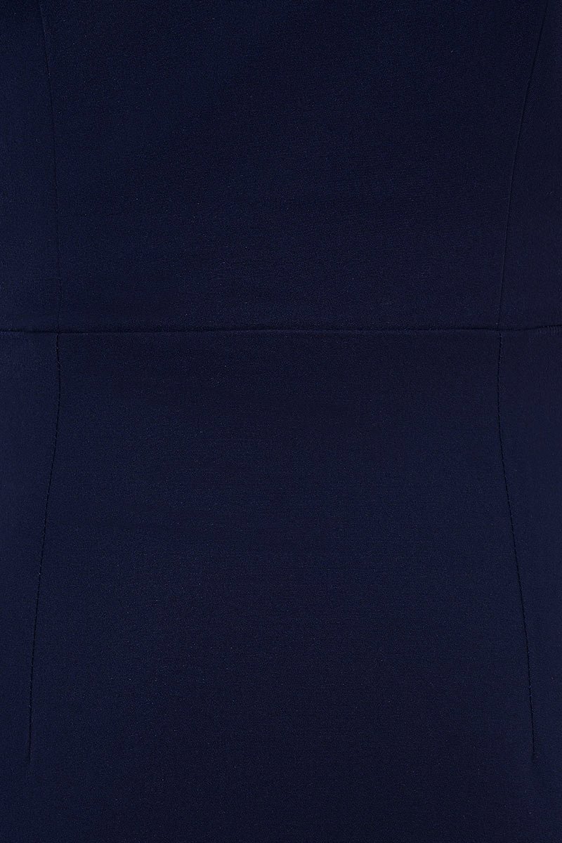 Arin Padded Asymmetrical Pencil Dress in Navy Blue