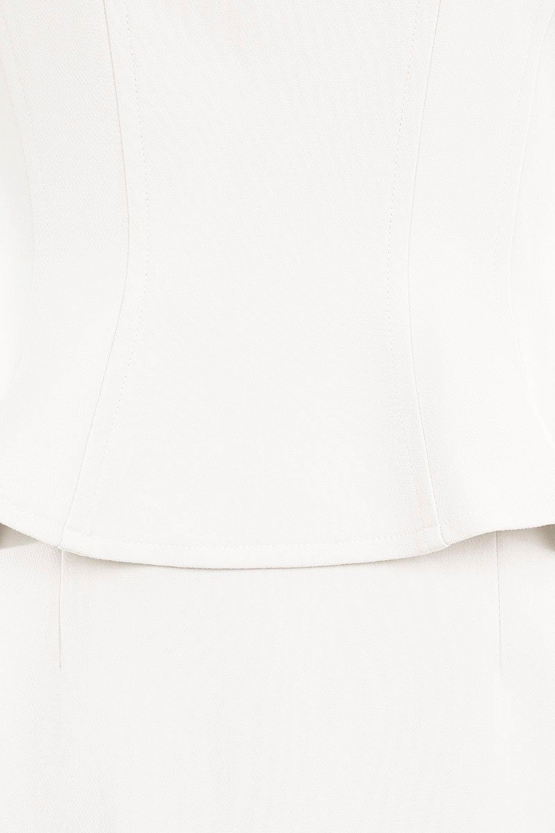 Asa Queen Anne Peplum Pencil Dress in Iconic White