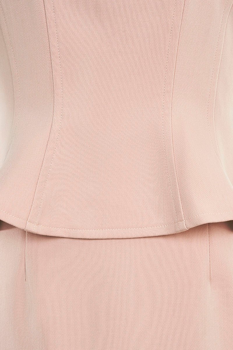 Asa Queen Anne Peplum Pencil Dress in Nude Pink