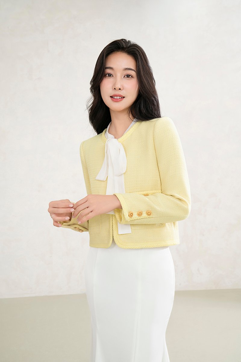 Byeol Tweed Jacket in Daffodil Yellow