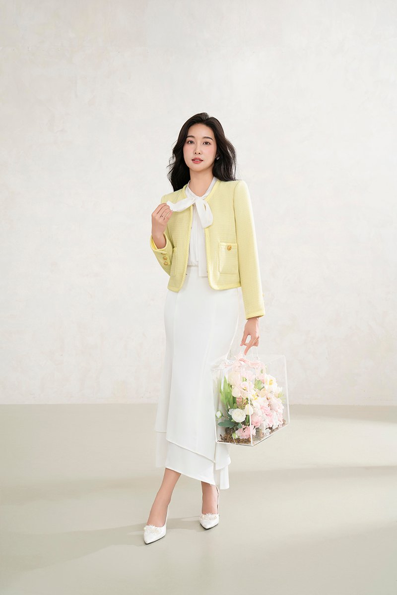 Byeol Tweed Jacket in Daffodil Yellow
