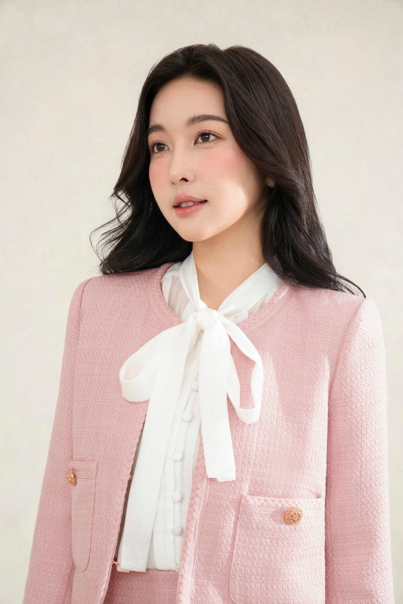 Byeol Tweed Jacket in Rose Pink