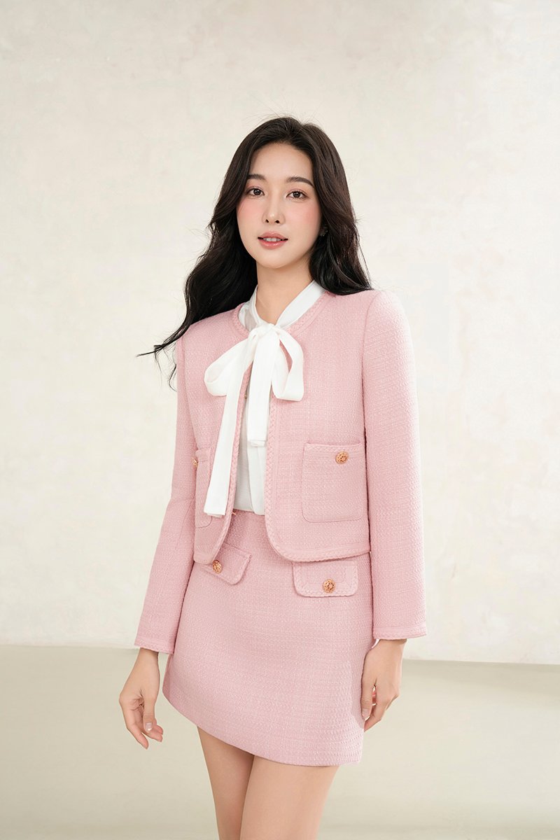 Byeol Tweed Jacket in Rose Pink