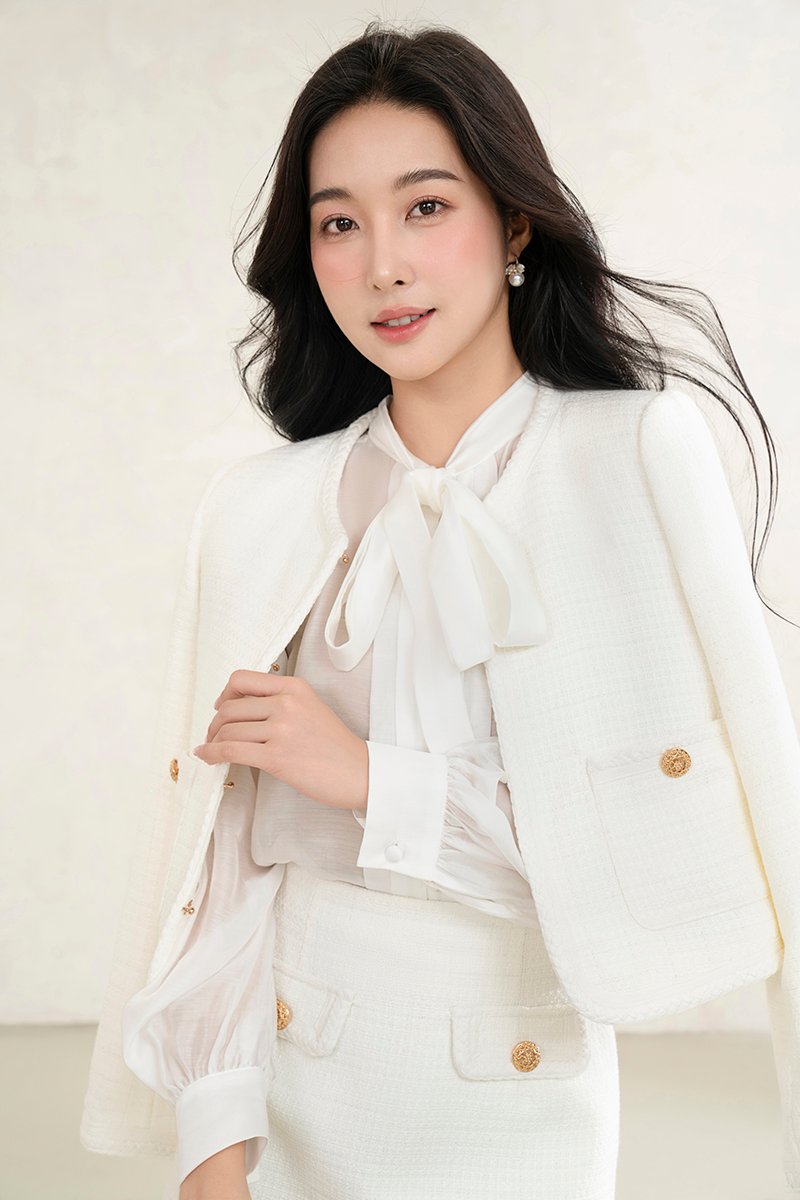 Byeol Tweed Jacket in Creamy White