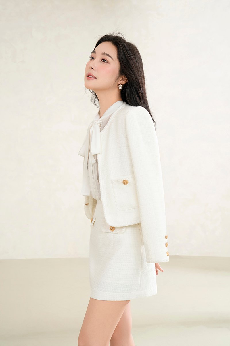 Byeol Tweed Jacket in Creamy White