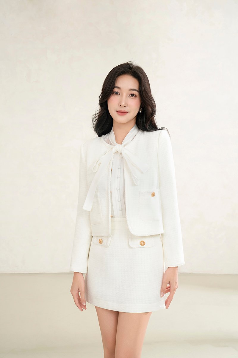 Byeol Tweed Jacket in Creamy White