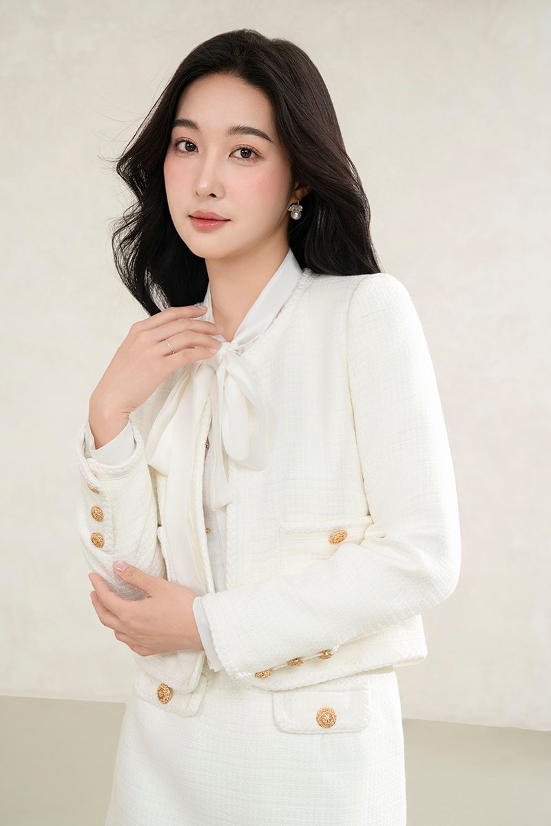 Byeol Tweed Jacket in Creamy White