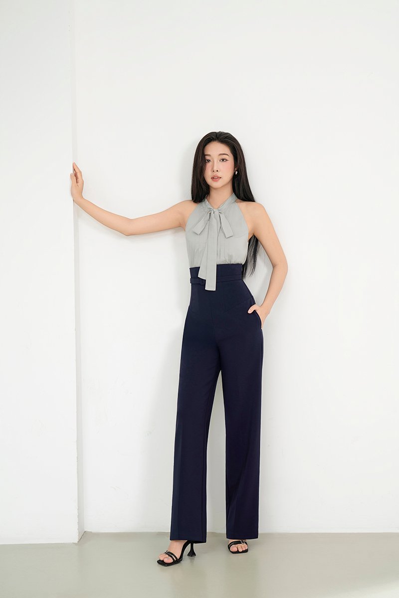 Dami Corset High Waist Pants in Navy Blue