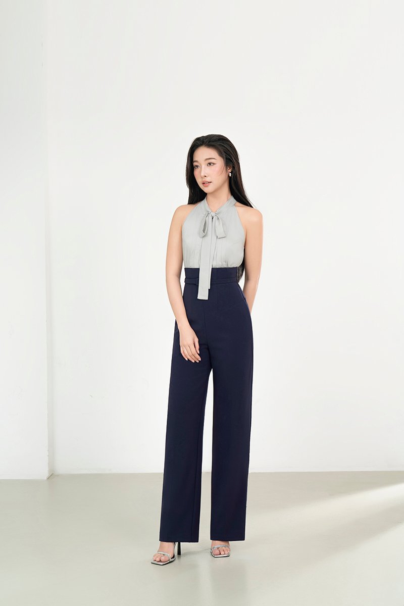 Dami Corset High Waist Pants in Navy Blue