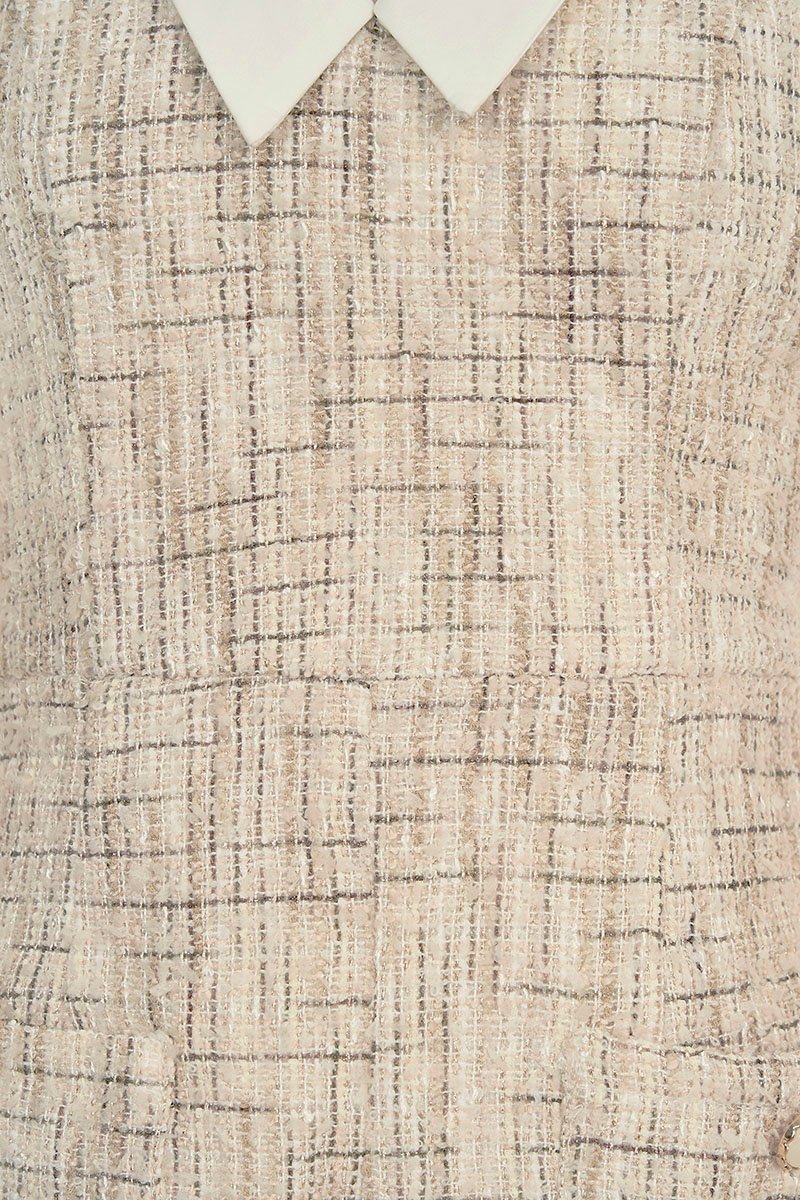 Iseul 2-Way Tweed Romper in Toffee Tweed