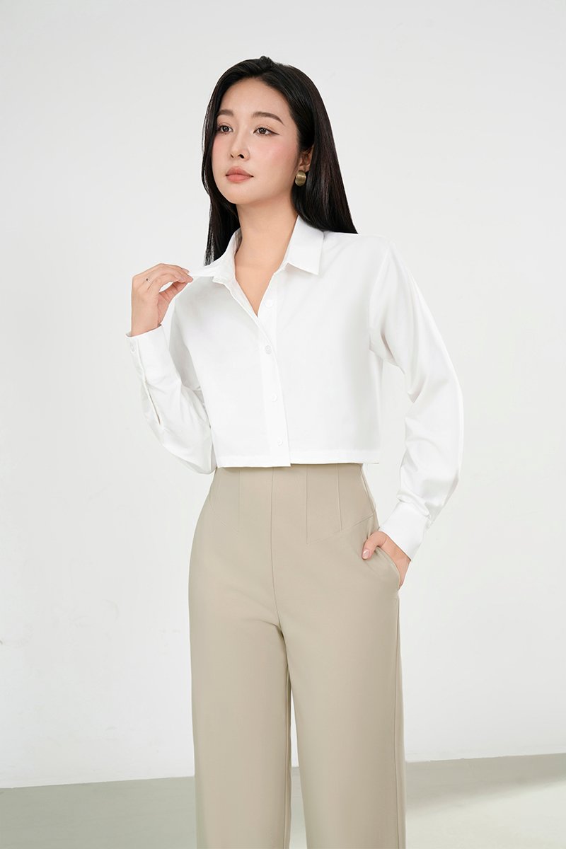 Jiyu Cropped Shirt in Iconic White