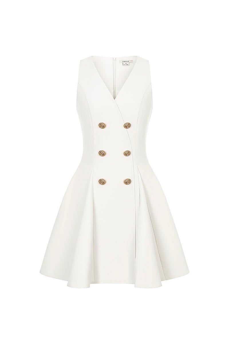Joohyun Gusset Flare Mini Dress in Iconic White
