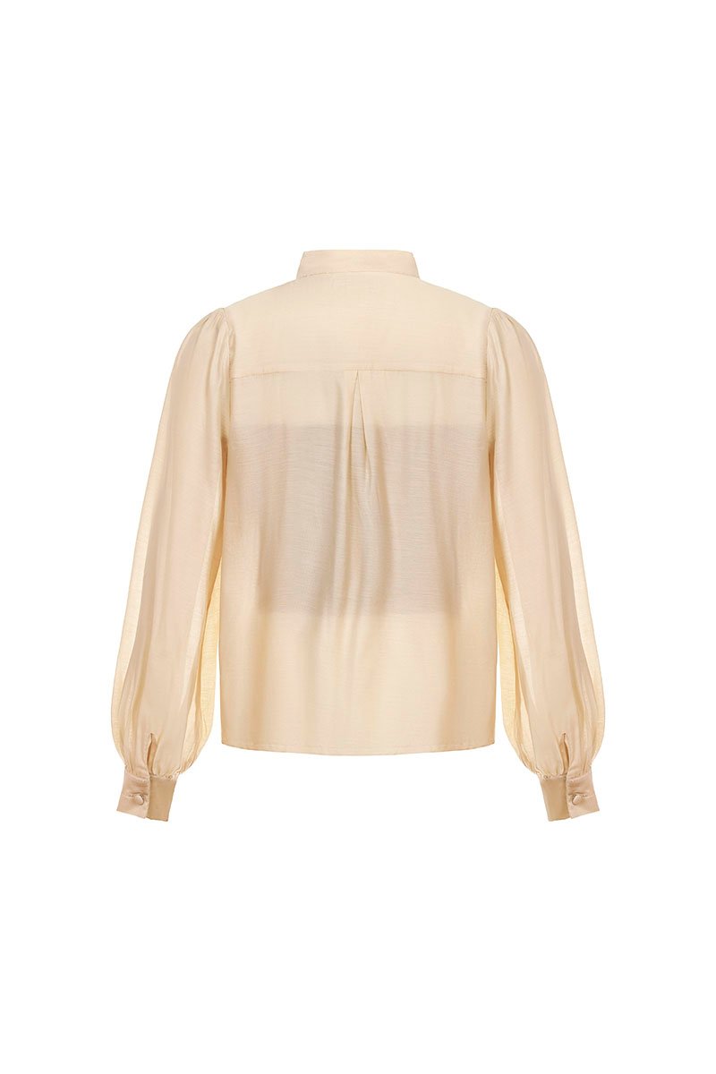 Serin 2-Pcs Pussybow Top in Almond Nude