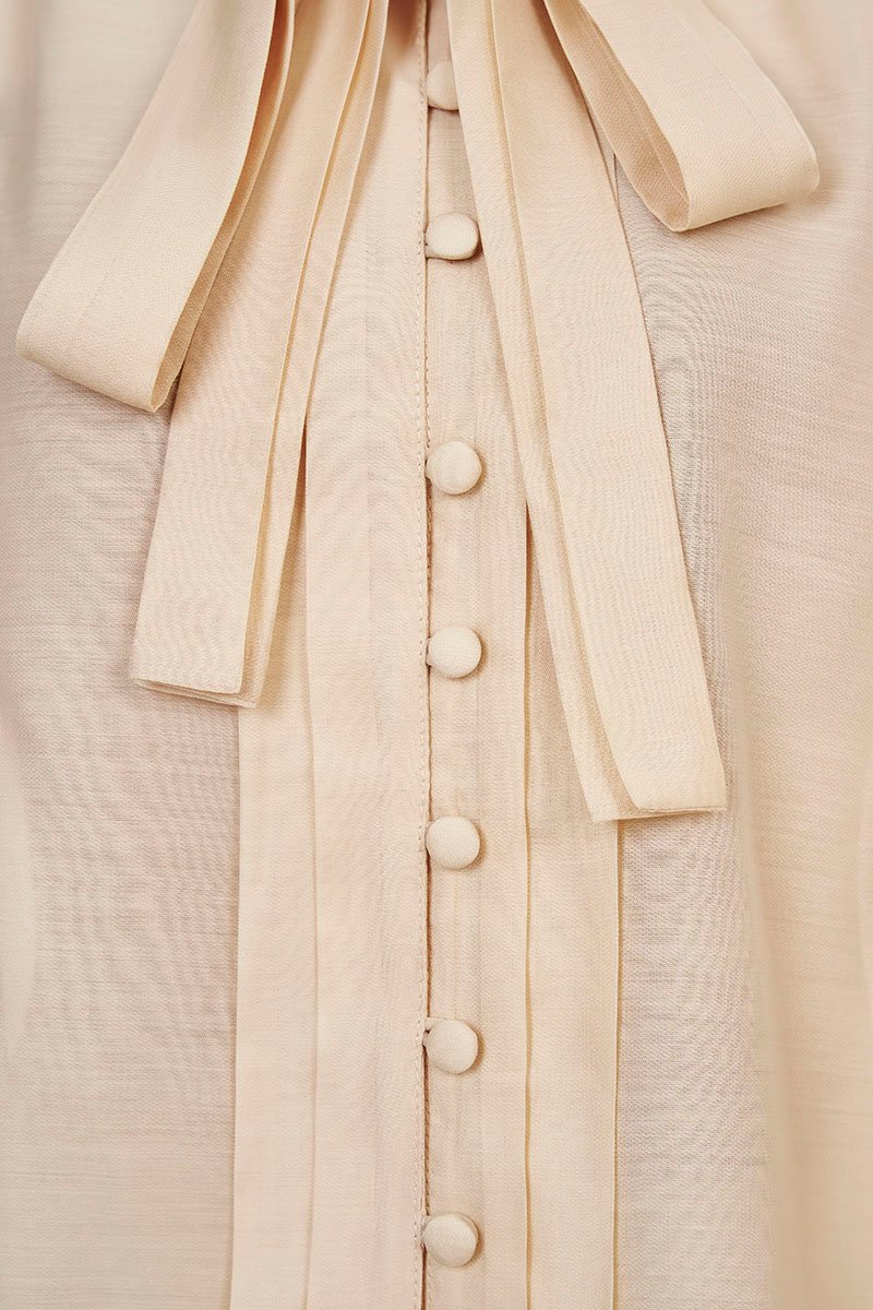 Serin 2-Pcs Pussybow Top in Almond Nude