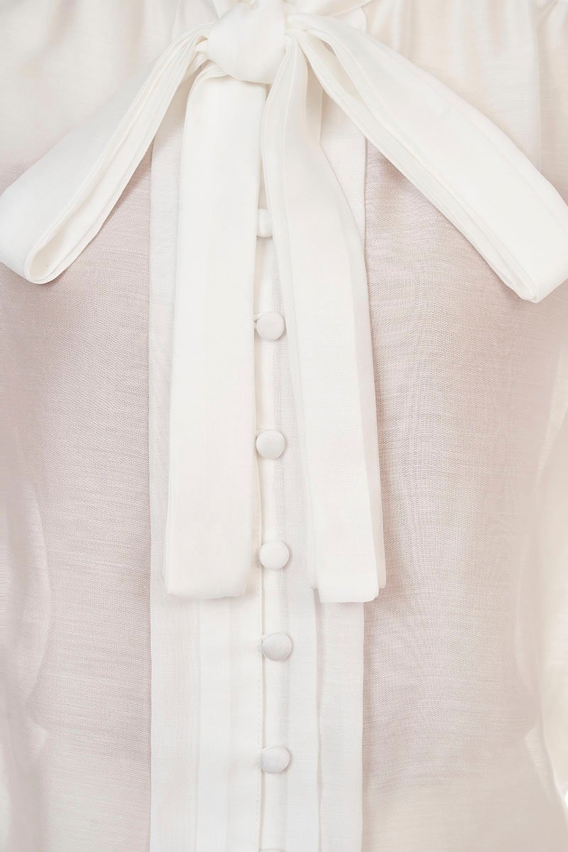 Serin 2-Pcs Pussybow Top in Iconic White