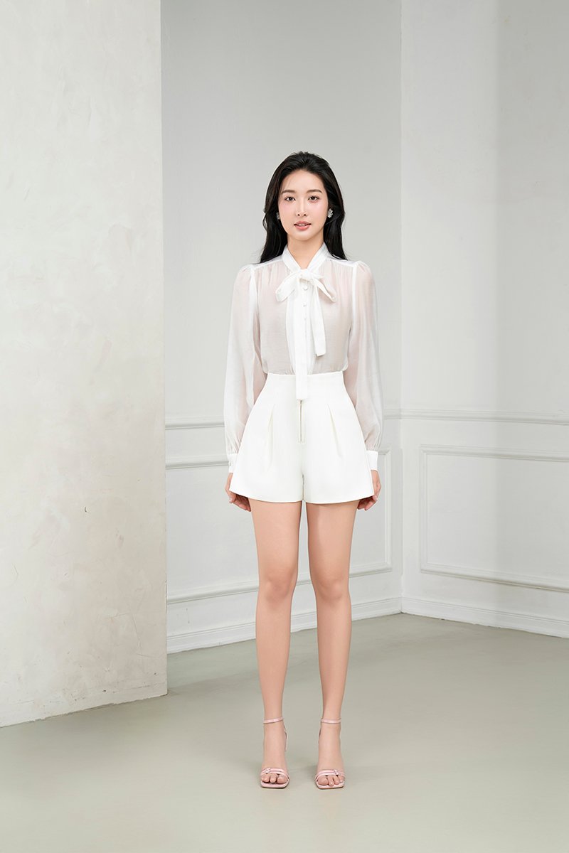 Serin 2-Pcs Pussybow Top in Iconic White